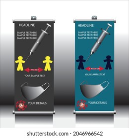 Roll up banner layout Editable vertical template vector, present day x-banner and flag-banner, Vector illustration