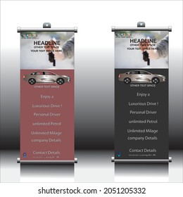 Roll up banner layout Editable vertical template vector, present day x-banner and flag-banner, Vector illustration