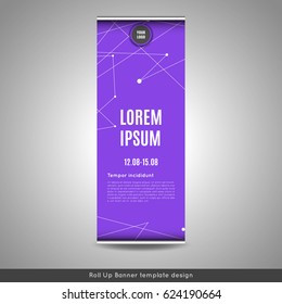 Roll Up banner layout template design with connection background. Flyer or brochure cover design. Stock vector.