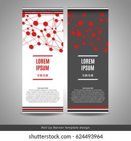 Roll Up banner layout template design with connection background. Flyer or brochure cover design. Stock vector.