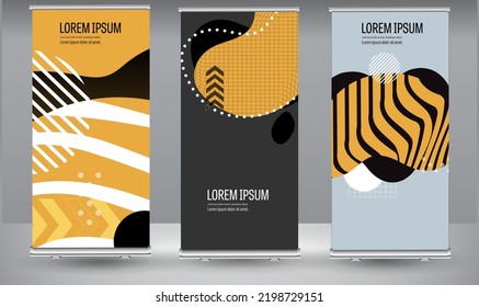 Roll up banner line wave standee business brochure template design. Vertical Abstract colorful geometric texture background Can be adapt to Brochure, Report, Magazine, Poster.
