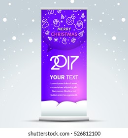 Roll up banner merry christmas 2017 numerals violet color