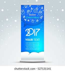 Roll up banner merry christmas 2017 numerals blue color