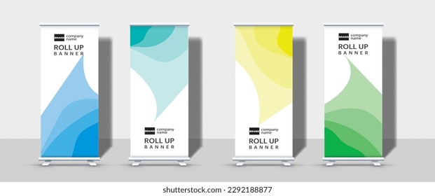 Roll up banner modern abstract business blue yellow green colors