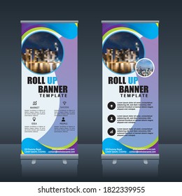 roll up banner modern simple abstract design vector