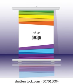 Roll up banner on  the blue background 