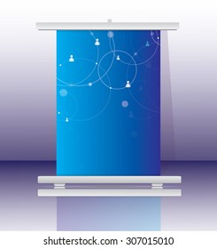 Roll up banner on  the blue background 