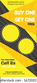 Roll up banner on food buy one get one offer vector