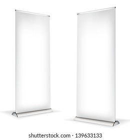 Roll up banner on white background
