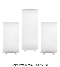 Roll up banner on white background