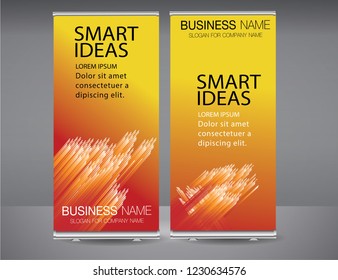 Roll up banner orange line standee business brochure template design. Vertical Abstract blue geometric texture background Can be adapt to Brochure, Report, Magazine, Poster, Corporate Presentation