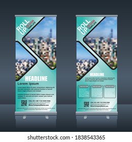 Roll up banner, pull up banner modern abstract design vector