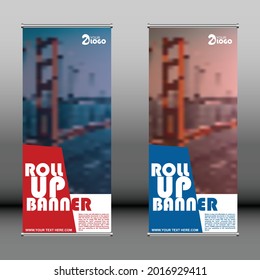 Roll-up-Banner, Retractable Banner-Design, geometrischer abstrakter Hintergrund, modernes x-Banner und Flaggenbanner, Vektorgrafik
