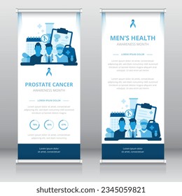 Roll up banner or retractable banner template, standee, X-banner template which shows the importance of early detection and proper treatments in men's health issues such as prostate cancer