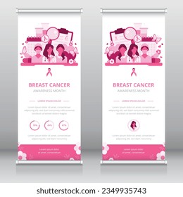 Roll up banner or retractable banner template, standee, X-banner template which shows the importance of early detection and proper treatments in women's health issues such as breast cancer 