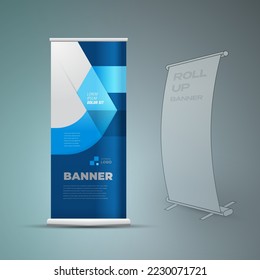 Roll up banner rhombus action theme vector blue color