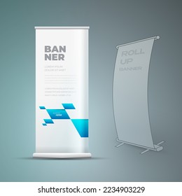 Roll up banner rhombus action theme vector blue color