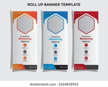 Roll up banner set design, fully editable advertisement roll up banner template .print ready type design.