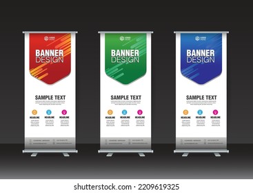 Roll Up banner Set. Standee Design. Banner Template, Geometric Background vector, flyer, presentation, leaflet, j-flag, x-stand, x-banner, exhibition display 
