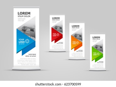 Roll up banner set triangles theme