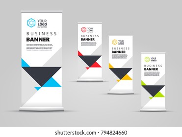 Roll up banner set triangles theme