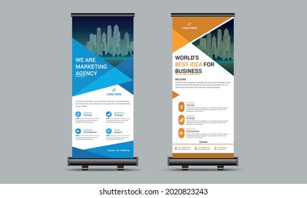 Roll up banner, signage standee template design for promotional business.