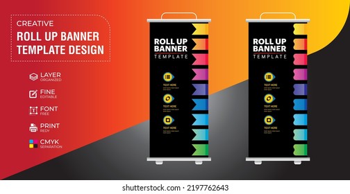 Roll up banner simple colorful design Template 