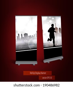 Roll up banner with sport template