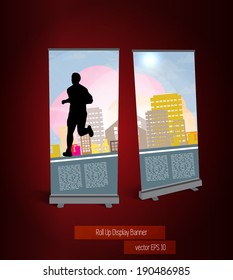 Roll up banner with sport template