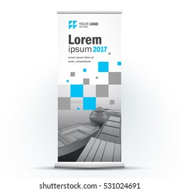 Roll up banner squares blue grey