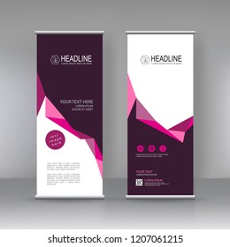 Roll up banner stand brochure flyer vertical template design, covers ,infographics ,vector abstract geometric background, modern x-banner and flag-banner advertising design element