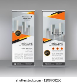 Roll up banner stand brochure flyer vertical template design, covers ,infographics , presentation. vector abstract geometric background, modern x-banner and flag-banner advertising design element