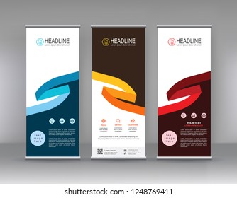 Roll up banner stand brochure flyer vertical template design, covers ,infographics ,vector abstract geometric background, modern x-banner and flag-banner advertising design element