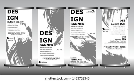 Roll up banner stand brochure flyer vertical template design.