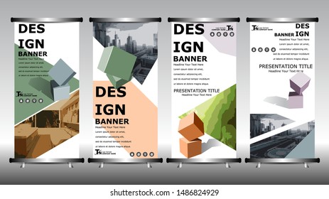 Roll up banner stand brochure flyer vertical template design.