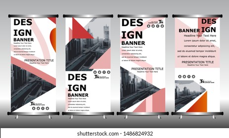 Roll up banner stand brochure flyer vertical template design.