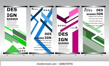 Roll up banner stand brochure flyer vertical template design.