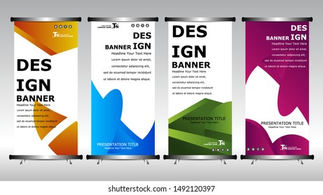 Roll up banner stand brochure flyer vertical template design.
Abstract design banner template.