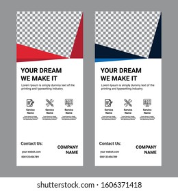 Roll Up Banner Stand Design with Abstract Geometric Colorful Bubble Speech. Vector illustration