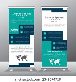 roll up banner stand design with abstract geometric colorful. blue and ash color standee design, vertical banner,  x standee banner template. pull up banner, presentation and brochure flyer. vector,