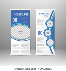 Roll up banner stand design. For  advertisement, poster, brochure, presentation, business template. Vector illustration