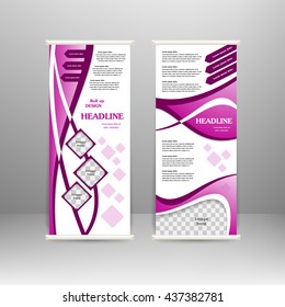 Roll up banner stand design. For  advertisement, poster, brochure, presentation, business template. Vector illustration