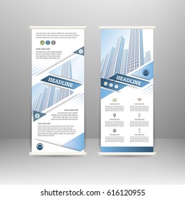 Roll up banner stand design. For  advertisement, poster, brochure, presentation, business template. Vector illustration