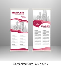 Roll up banner stand design. For advertisement, poster, brochure, presentation, business template Vector illustration