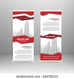 Roll up banner stand design. For advertisement, poster, brochure, presentation, business template Vector illustration