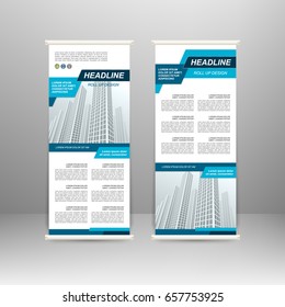 Roll up banner stand design. For advertisement, poster, brochure, presentation, business template Vector illustration