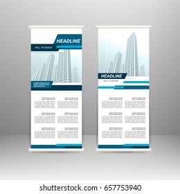 Roll up banner stand design. For advertisement, poster, brochure, presentation, business template Vector illustration