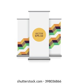Roll Up Banner Stand with design elements.vector eps 10
