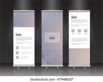 Roll up banner stand design. Graphic design of circuit board technology background vector design.