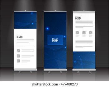 Roll up banner stand design. Graphic design of circuit board technology background vector design.